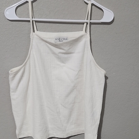 Madewell Tank Top Womens Size L Texture & Thread White cream Spaghetti Crop Cami - Picture 1 of 9